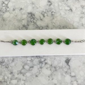 NWOT Silver and green stone bracelet